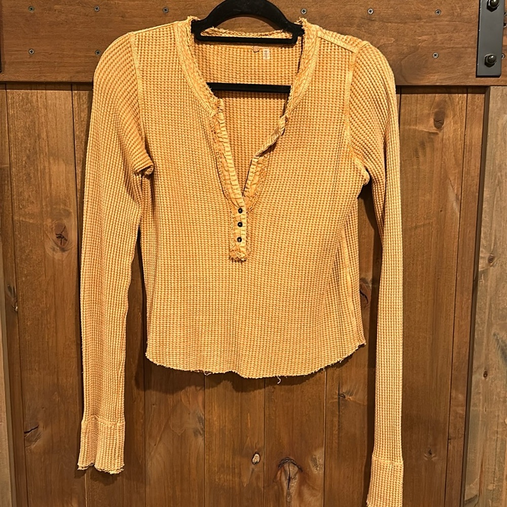 Free People Waffle Knit Henley